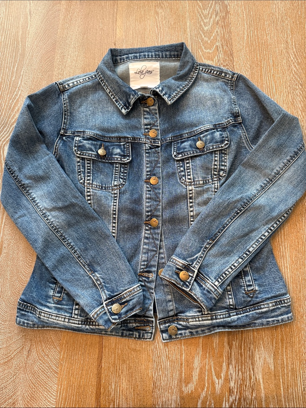 Lola Jeans Montreal Fitted Stretch Denim Jacket Medium Wash Size M